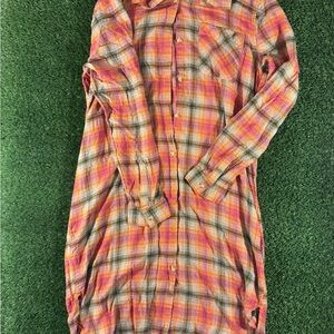 Beachlunchlounge Vibrant Plaid Shirt Dress